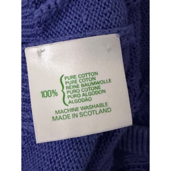 Pringle Of Scotland Cable Knit Golf Sweater Mans M Cotton Blue Embroidered Logo - Picture 5 of 11